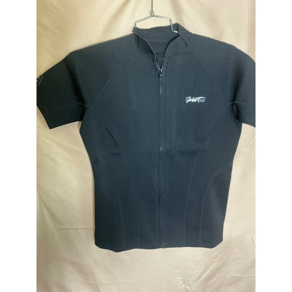 GoldFin Wetsuit Top Mens XXXL Black Excellent Short Sleeve Full Zip‎ Neoprene